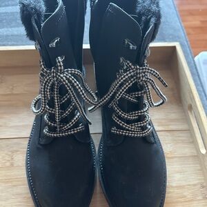 Lane Bryant Black Lace-Up Women's Boots (Size 10W)